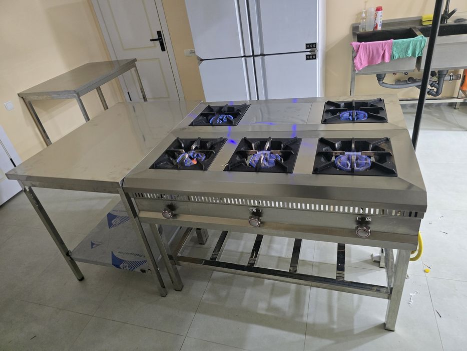 Газ плита ва ток плиталар стол стелаж ва мойкалар