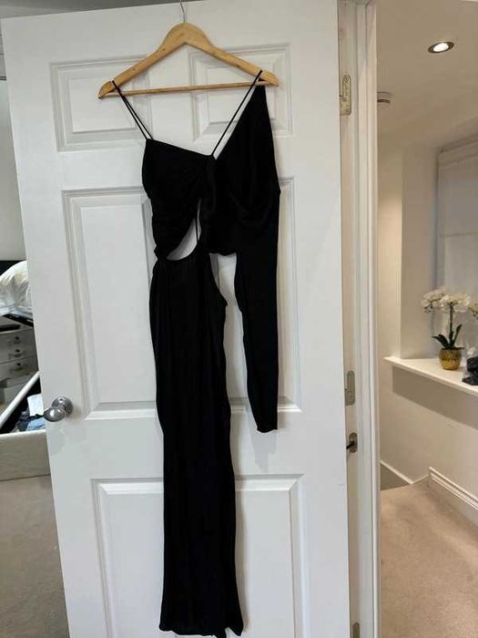 ZARA ROCHIE LUNGA MIDI DECUPATĂ BLOGGER asimetrică Negru o mânecă noua