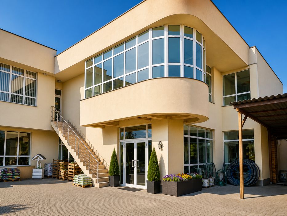 Spațiu comercial / logistic P+1 – 1200 mp – lângă intrarea pe A7 (1.5 km de nod rutier) – Pașcani