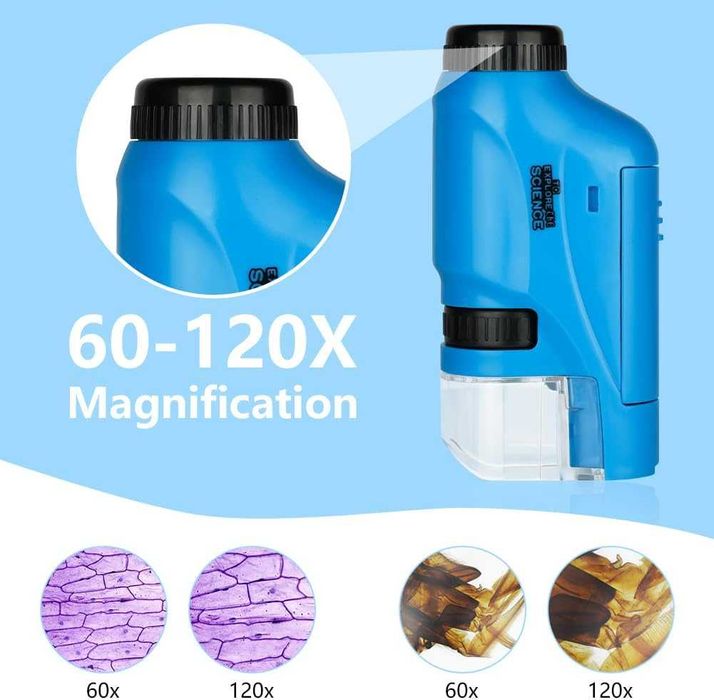Мини микроскоп OSDUE за деца с LED светлина, асферична система от лещи