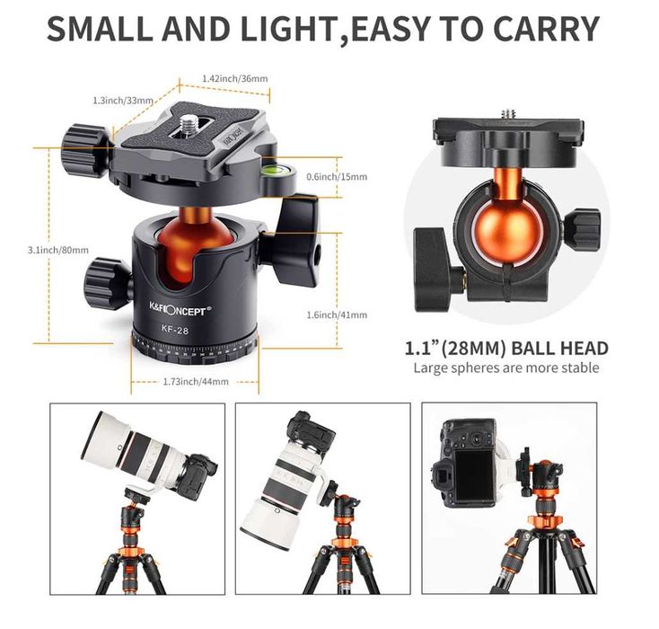 K&F Concept Ябълковидна глава за статив ,товароносимост 10 клг , KF-28