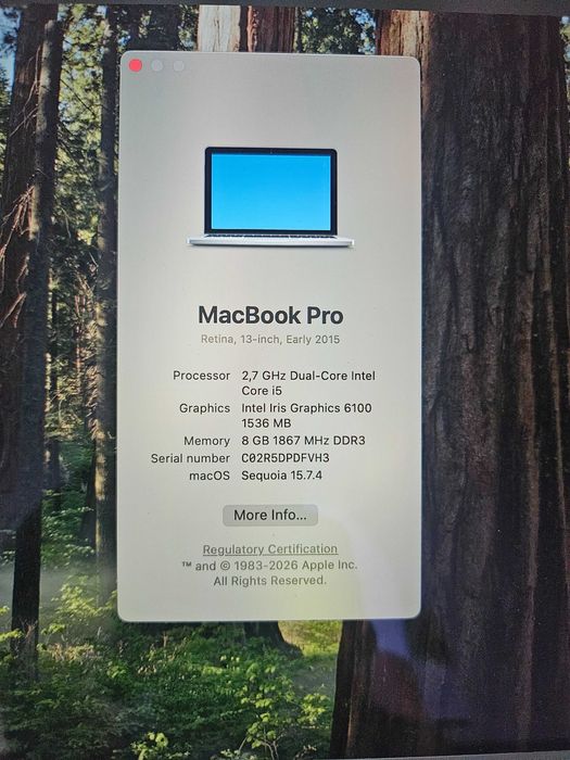 Macbook Pro 13  Retina, Mac OS Sequoia, Много добро състояния