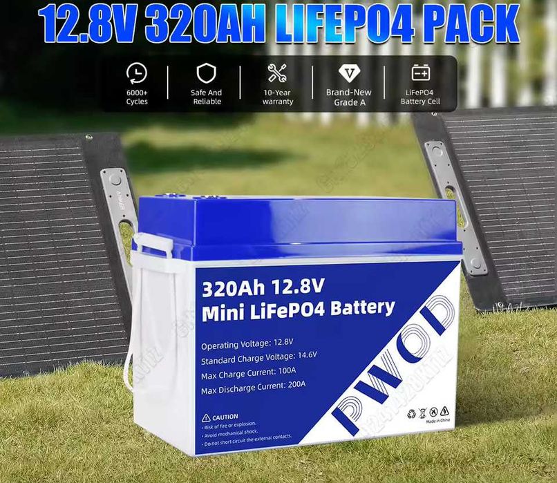 Acumulator Lifepo4 320Ah real 12V nou, testata ,solar, rulota, camping