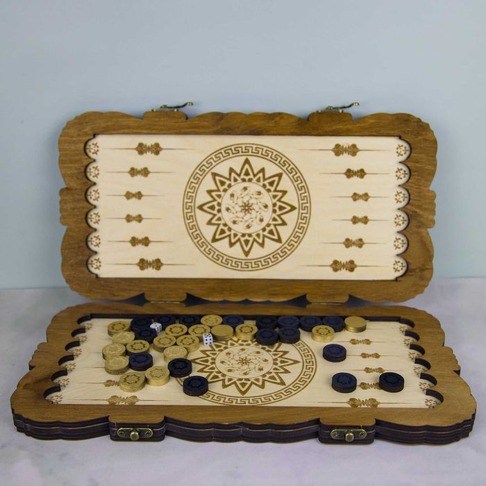 Нарды деревянные малые резные коричневые