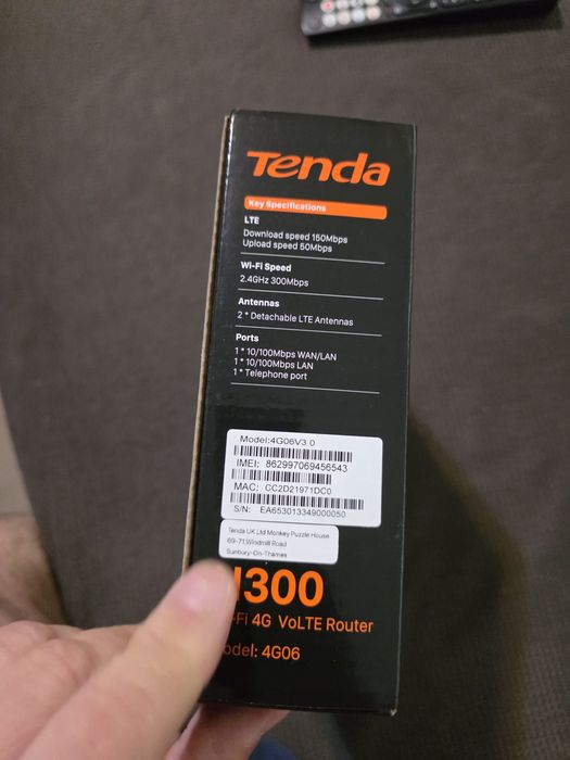 Tenda N300 wi-fi 4GVolte router