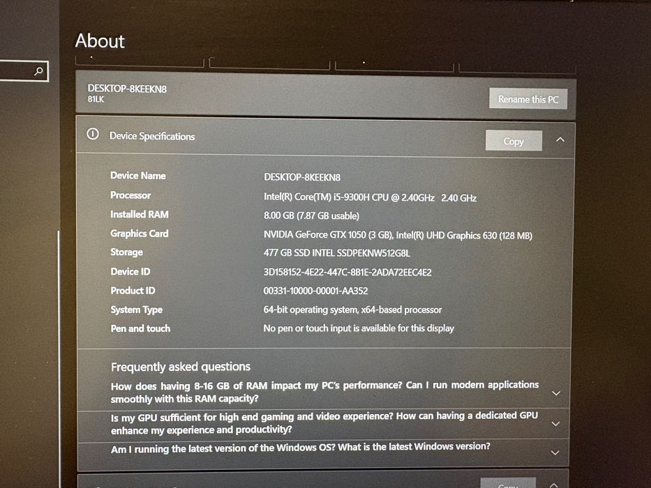 Laptop gaming lenovo ideapad L340-15 IRH,i5 9300h,rtx 1050