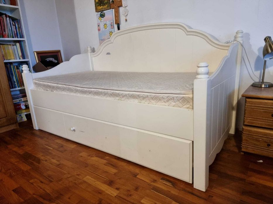 Pat fete alb Mobexpert 90x190 cm