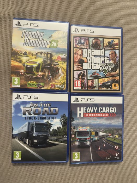 Jocuri PS5: Farming Simulator 25, Grand Theft auto 5, truck simulator