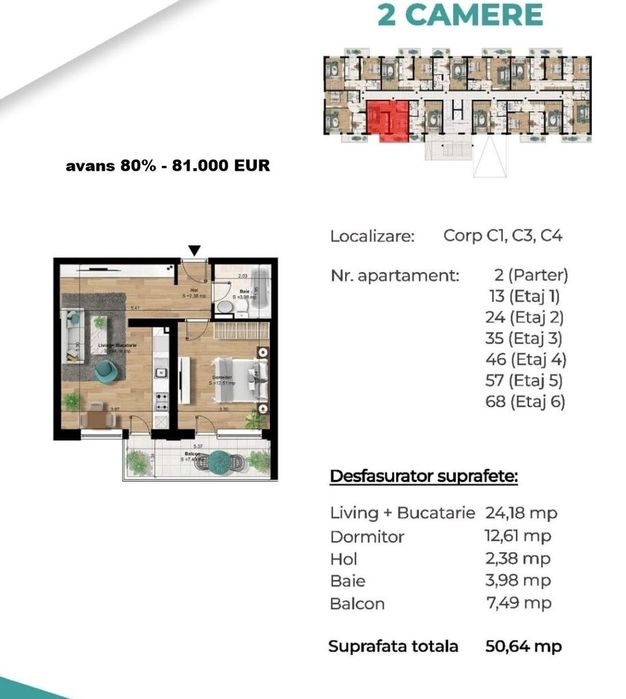 Metrou Berceni zona noua - garsoniera cu bucatarie patrata