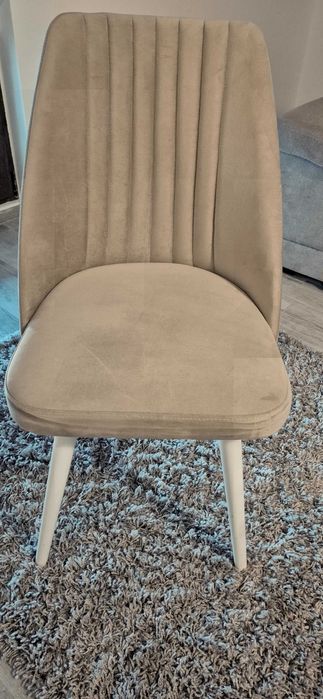 Scaun dining / living catifea bej