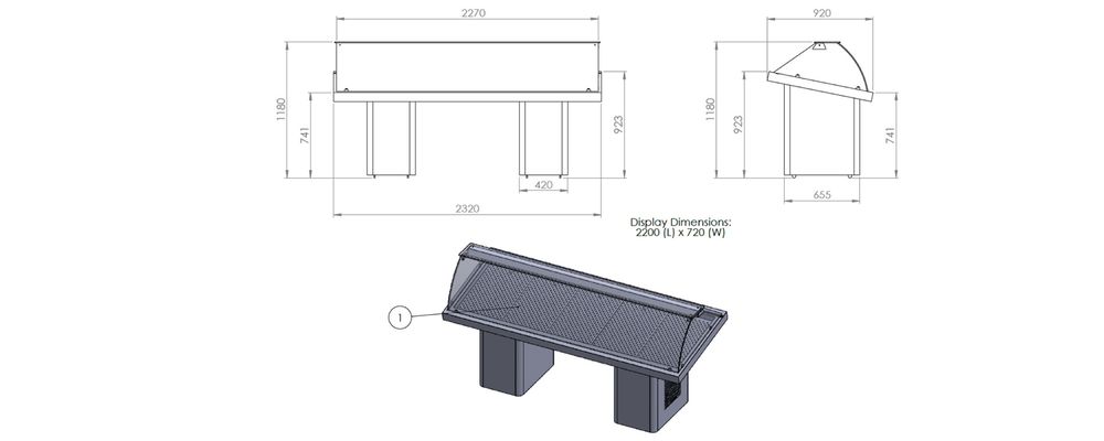 Vitrina refrigerare peste / 232 cm / INOX / NOU