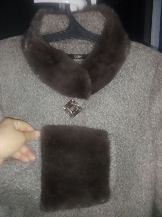 Пальто жағасы қолы норка