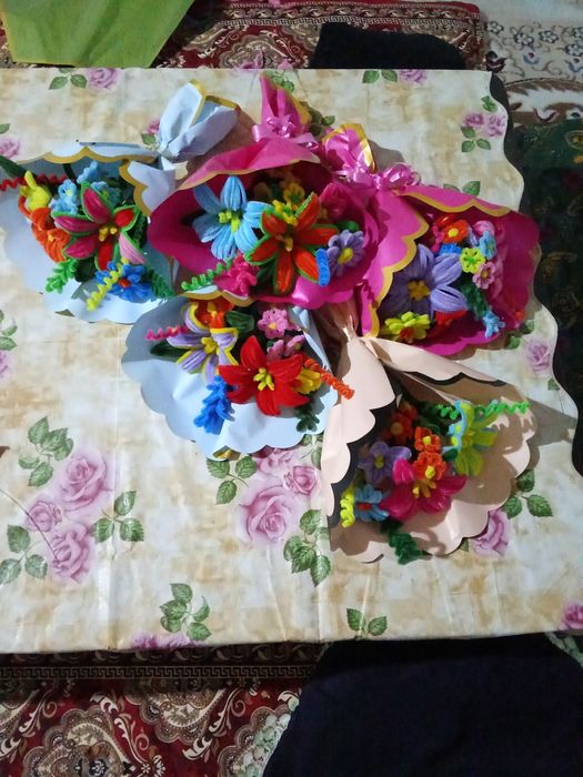 Вечные цветы из атласных лент