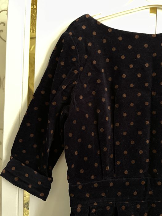 Бархатное платье в мелкий горошек • Размер S/M