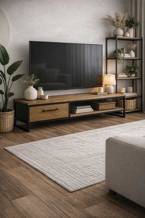 Produs Nou; Comoda pentru living 1,40 m din MDF de stejar; Dulap