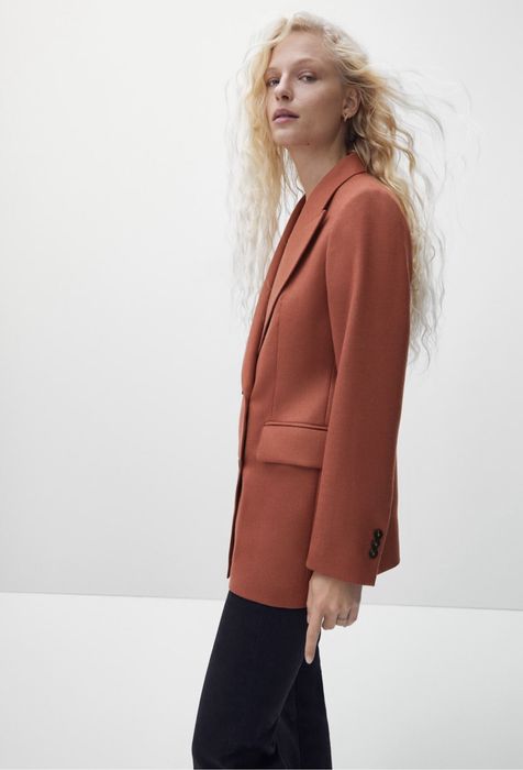Blazer Massimo Dutti din stofa, caramiziu