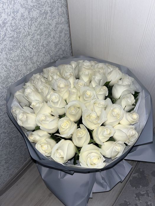 белые розы свежые