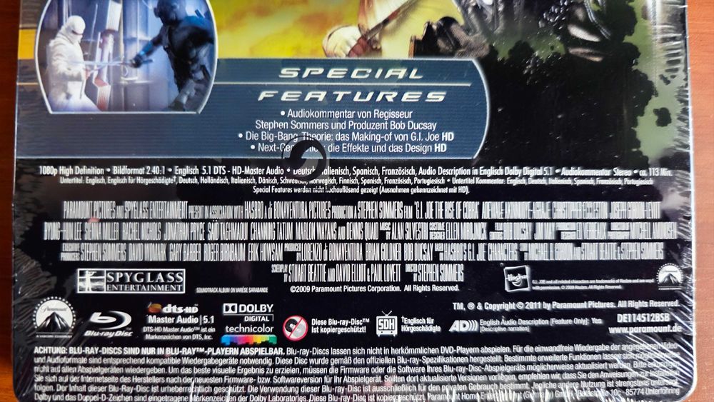 Vand steelbook GI Joe Rise of the Cobra, bluray, sigilat