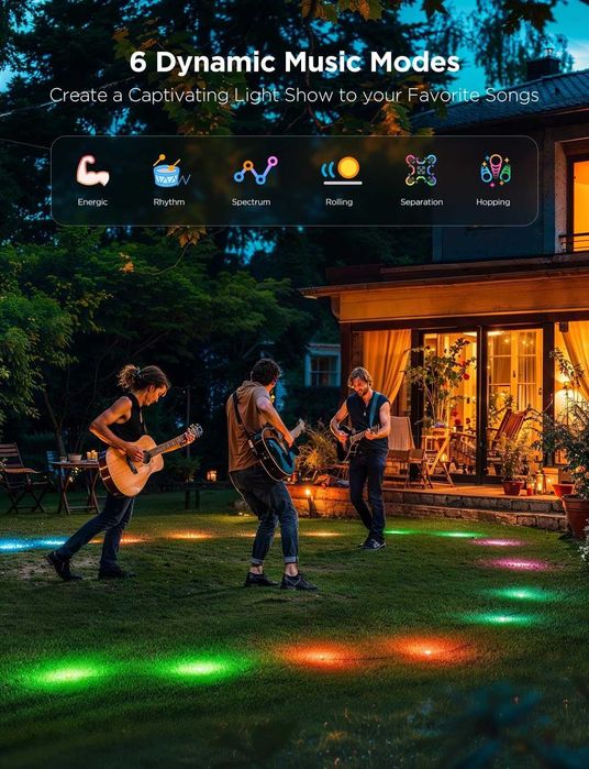 Govee външни лампи за пътека 15m, IP67, RGBIC, 100 лумена, 15 броя