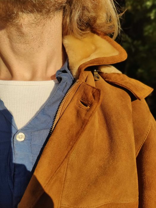 Cojoc barbat blana naturala miel 2-3XL 54 NOU Maro Shearling David M