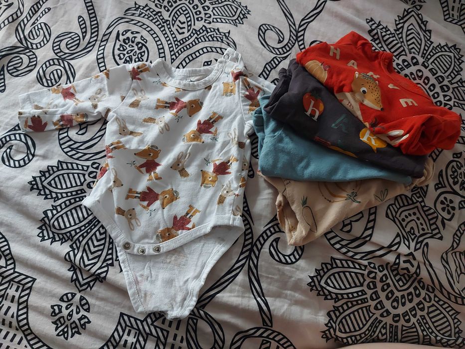 Бодита, комплект гащеризон с боди, ромпъл и панталони 62 размер