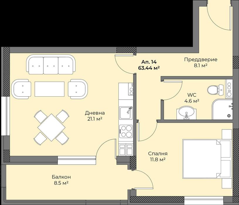 Продава се Двустаен апартамент в Пловдив, Беломорски - 74 кв.м за 1159 €/кв.м - Снимка #1