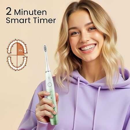 Звукова електрическа четка за зъби Oclean Flow Зелена , с IPX7, 2-минутен таймер