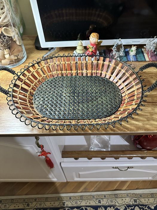 Ръчно изработена стилна фруктиера|поднос- желязо и дърво