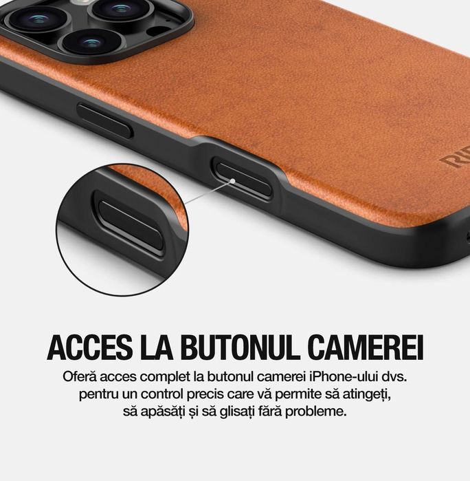 Husa piele leather case originala Apple iPhone 16 Brown Maro
