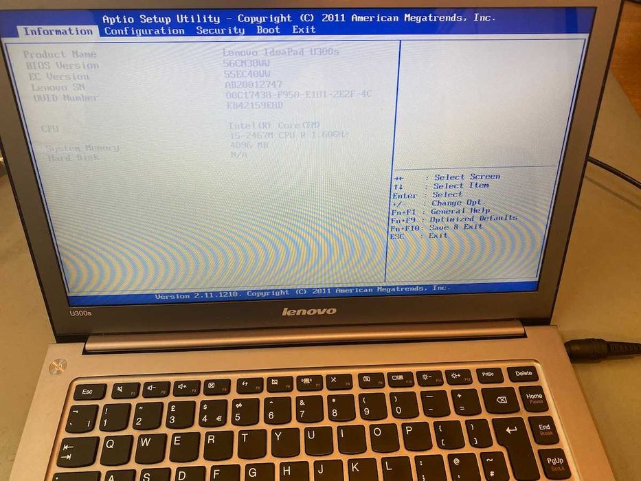 Laptop Lenovo Ideapad U300s defect