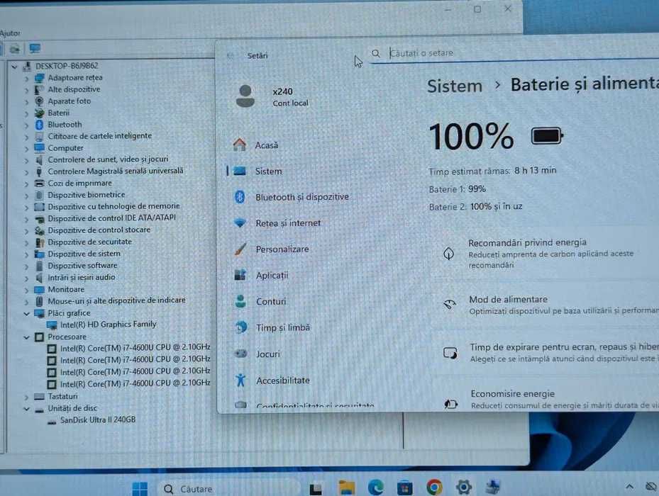 Laptop Lenovo ThinkPad X240 Intel core i7-4600U , 8GB RAM, SSD 240 GB