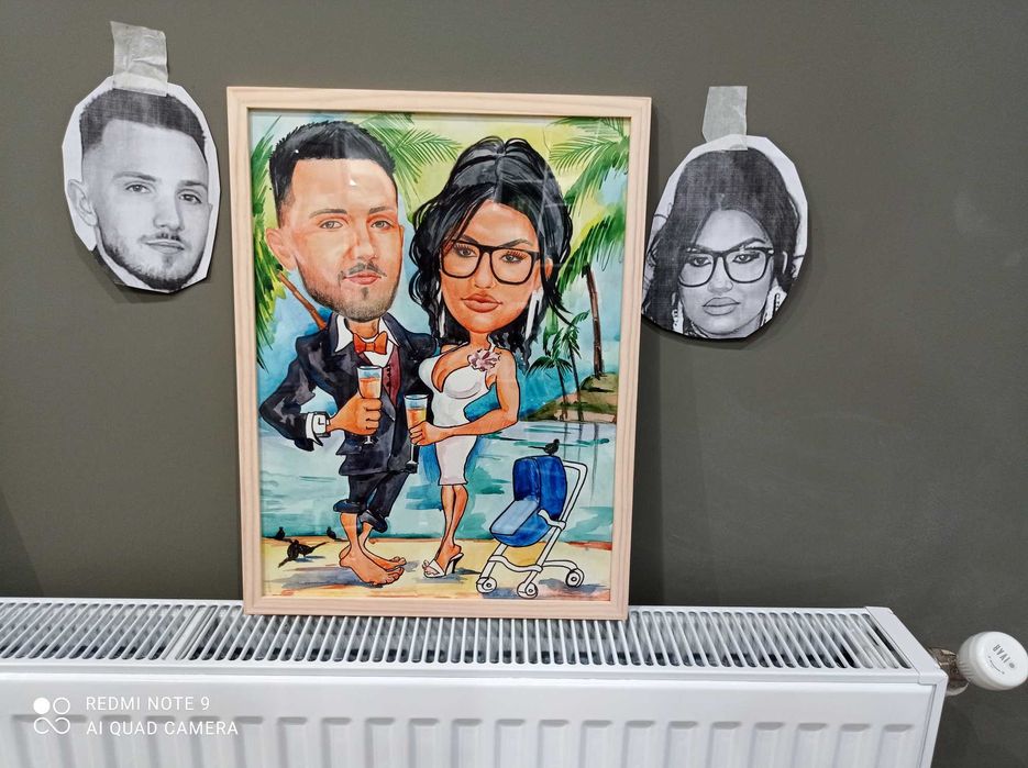 portrete pictate manual (nu digital) in ulei pe pinza.Caricaturi etc