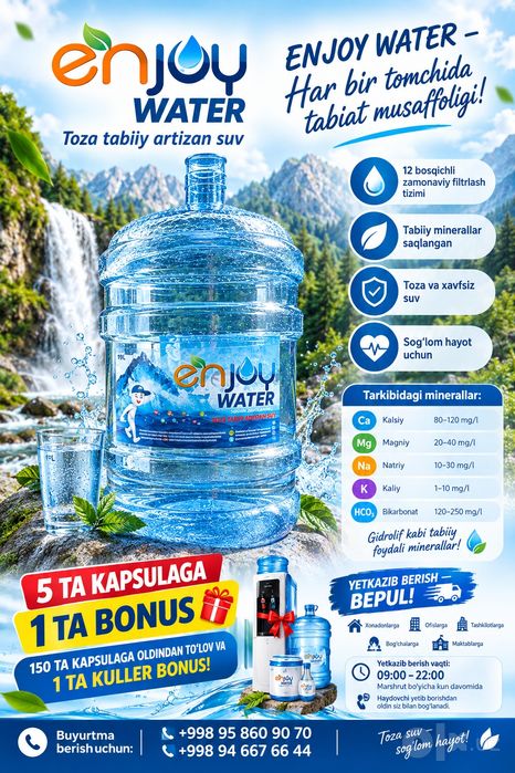 Enjoy water toza tabiy mineralga boy suv