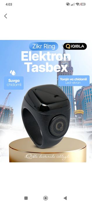 Zikr ring tasbeh, tasbex, тасбех, зикр ринг, namoz va zikr eslatmasi