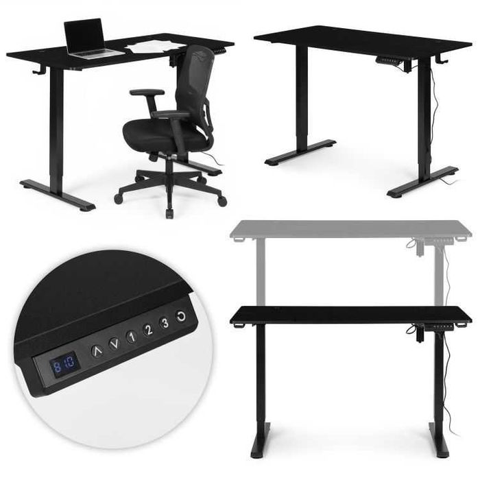 Електрическо бюро, 120x60 см, регулируема височина 72-117 см, черно