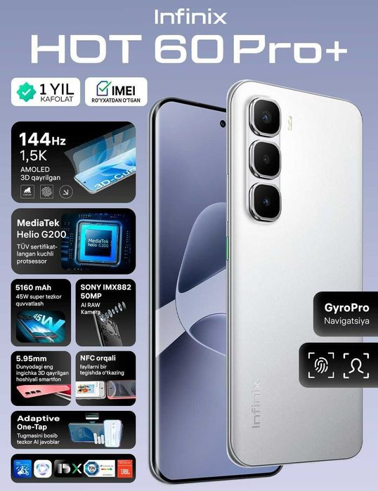 Infinix hot 60 pro+ 16/256GB Titanium pubg mobile