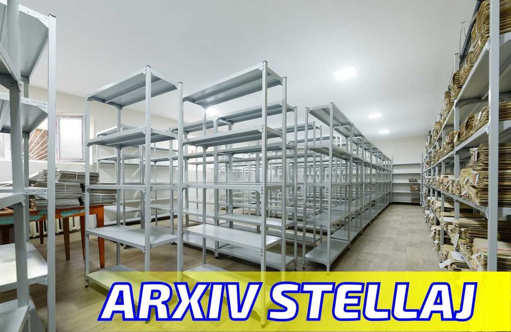 Arxiv stellaj, rafli metall tokchalar, ombor, архивный стеллаж