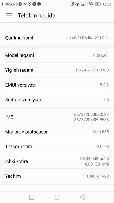 Telefon Huawei p 8lite