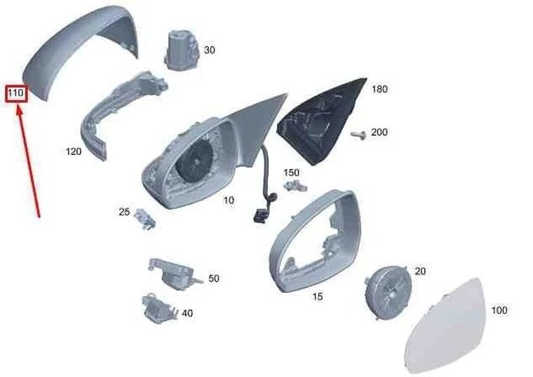 Oglinda usa exterioara Mercedes Clasa C, 06.20, montare stanga/dreapta, reglaj electric; grunduit; cu incalzire; sticla asferica; sticla crom; 10