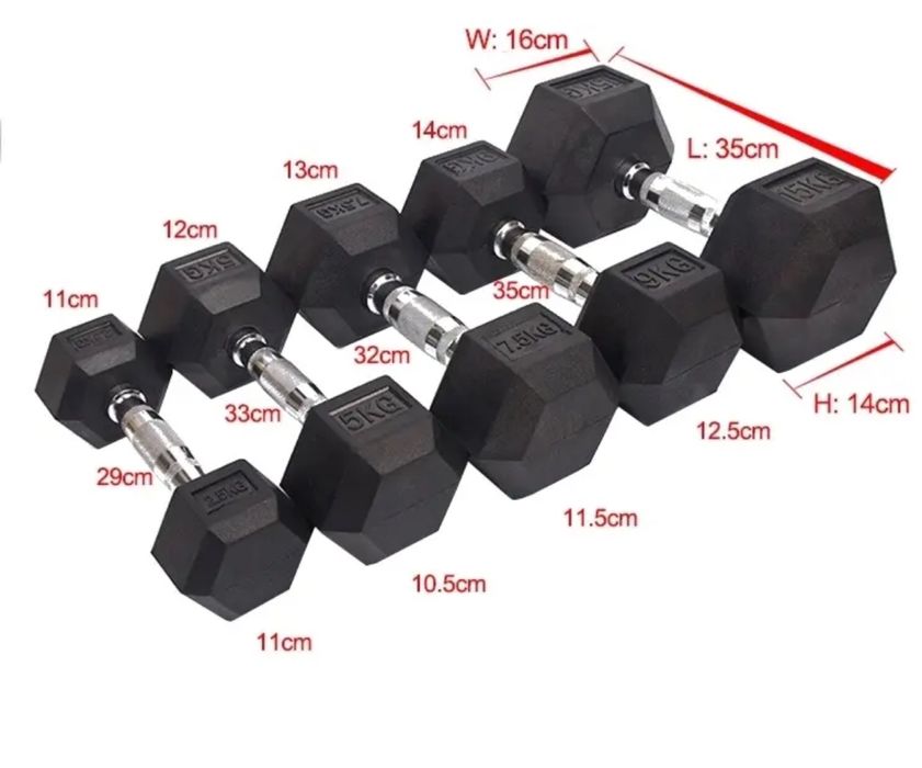 Гантелы резиновый никкеловый 2.5кг до 25кг