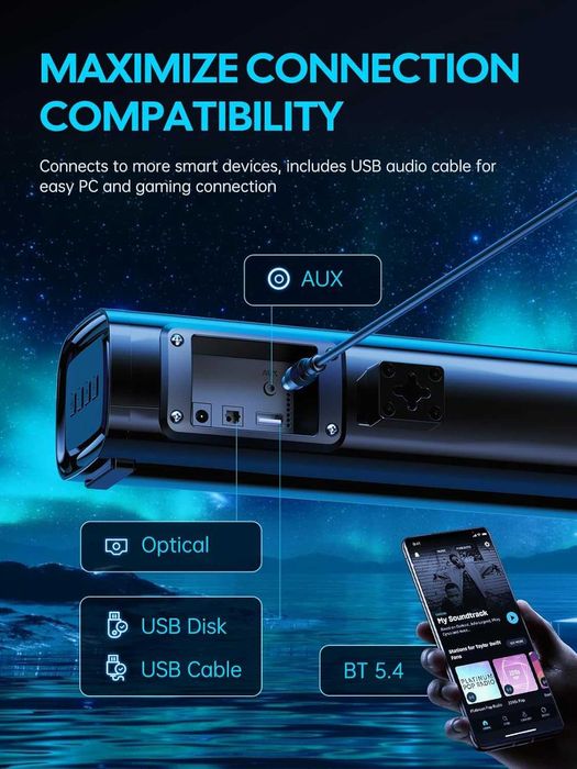 Soundbar Boxa Audio Bluetooth 60W 2.1CH Subwoofer integrat Difuzor