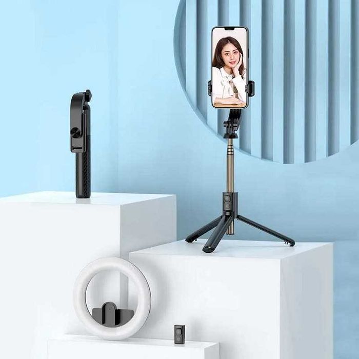 Селфи стик Трипод Блутут Digital One SP01005 L07, с ринг лампа, BT