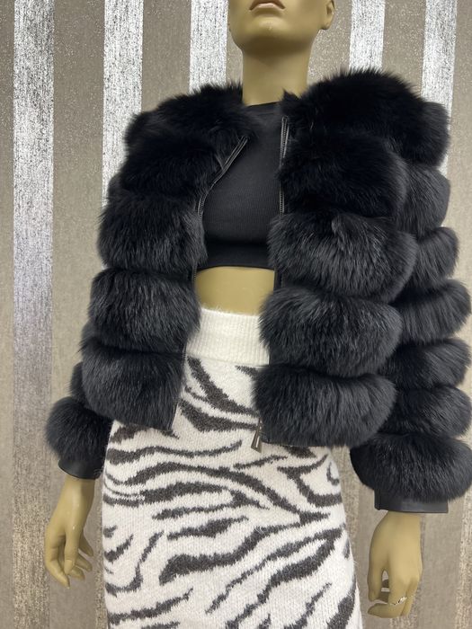 Haina din blana naturala de vulpe