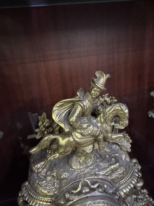 Каминен часовник+комплект свещници