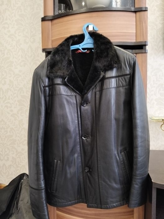 Мужская зимняя кожаная куртка