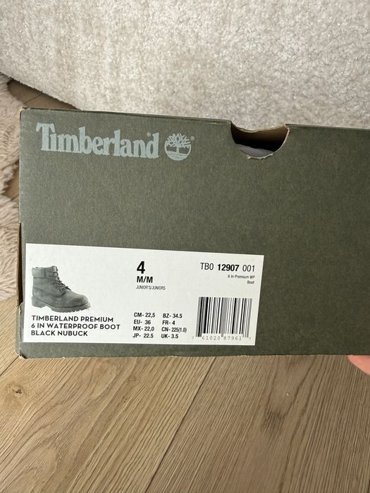 Ghete Timberland 6-Inch Premium Waterproof, negre, mărimea 36 (22.5 cm), cu cutie