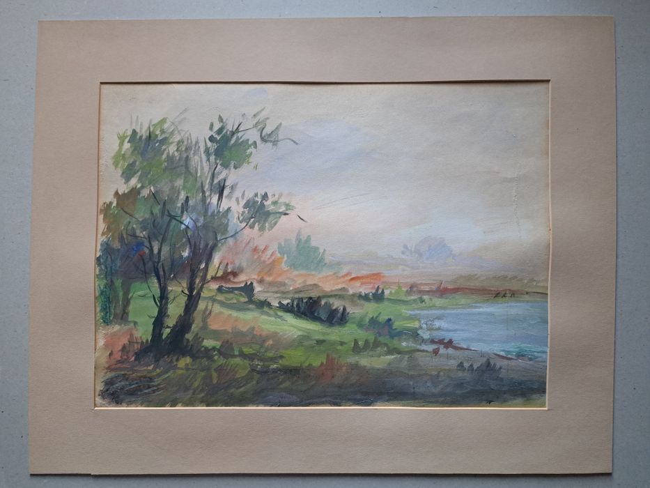 Pictură,tempera,"Lac Băneasa",İlie Ardeleanu(n.1926 -d.1997)