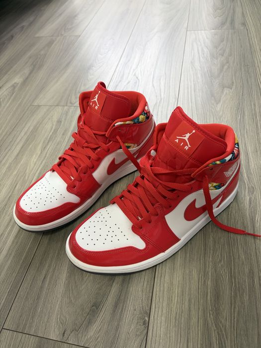 Air Jordan 1 Mid “Barcelona Sweater” Red Patent – ORIGINALI marimea 45