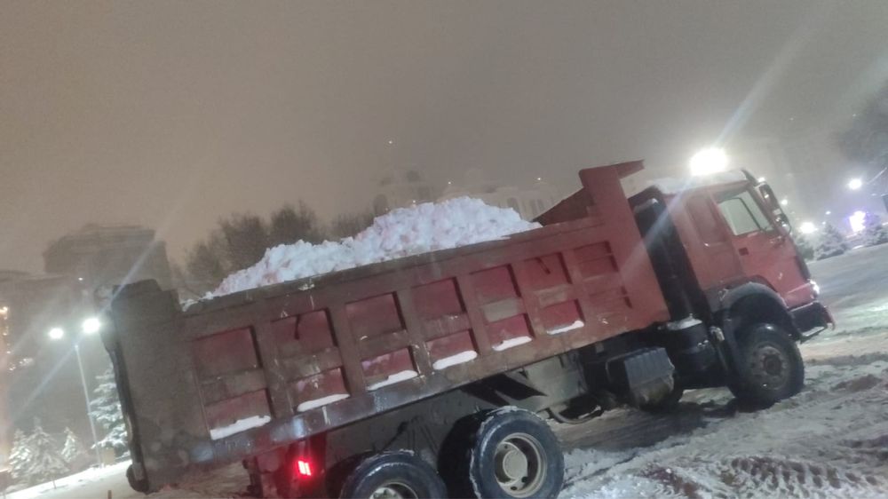 Вывоз снега, погрузка. Трактор, Howo