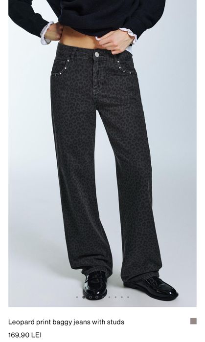 Blugi leopard cu tinte femei baggy